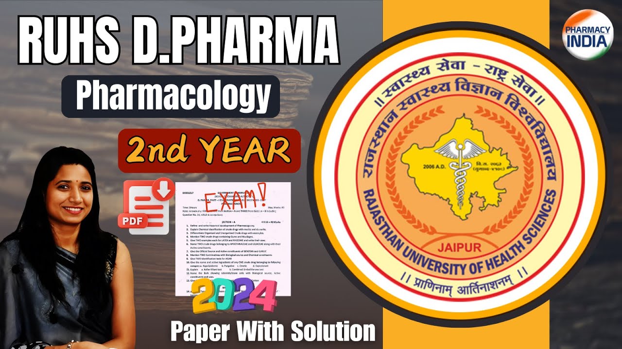 RUHS | PHARMACOLOGY | SECOND YEAR | Question Paper With Solution | 2024 #ruhs #rajasthan #dpharma