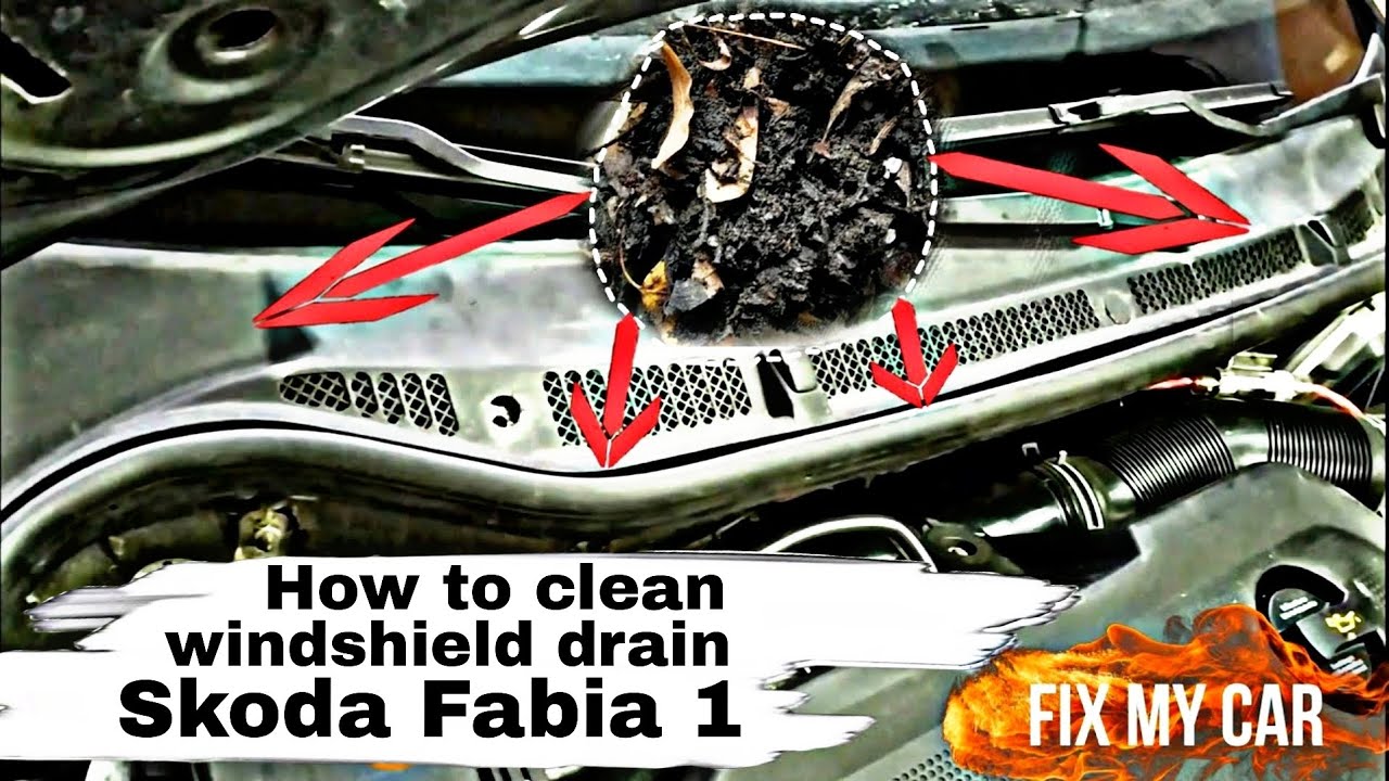 How to clean windshield drain Skoda Fabia 1 | Fix My Car Garage