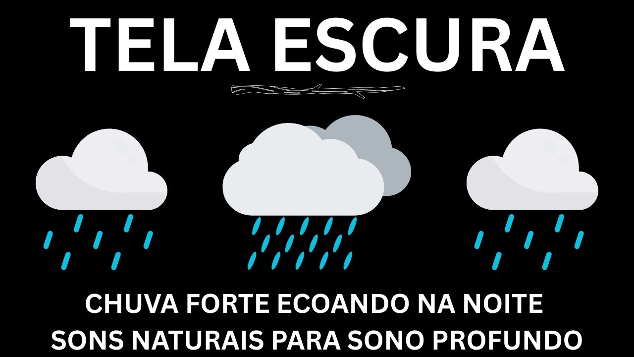 Chuva Forte Ecoando na Noite | Sons Naturais para Sono Profundo | Sons Relaxantes para Dormir