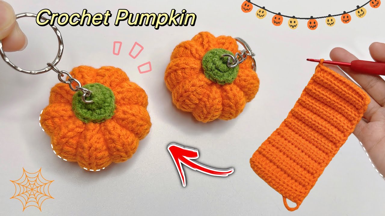 Crochet Pumpkin Keychain 🎃| Easy Crochet Tutorial | Móc Móc Khoá Trái Bí Ngô