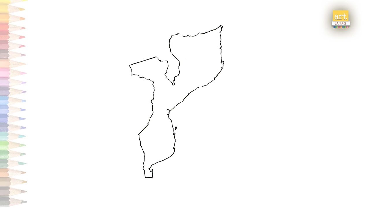 Mozambique Map outline | How to draw Mozambique Map step by step | Map drawing | easy drawing videos