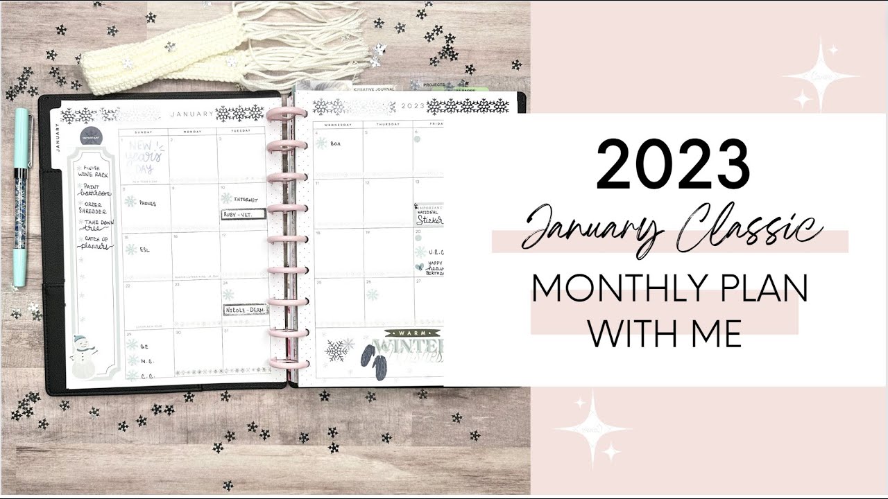 January 2023 Monthly Plan With Me! Classic Happy Planner Winter Theme