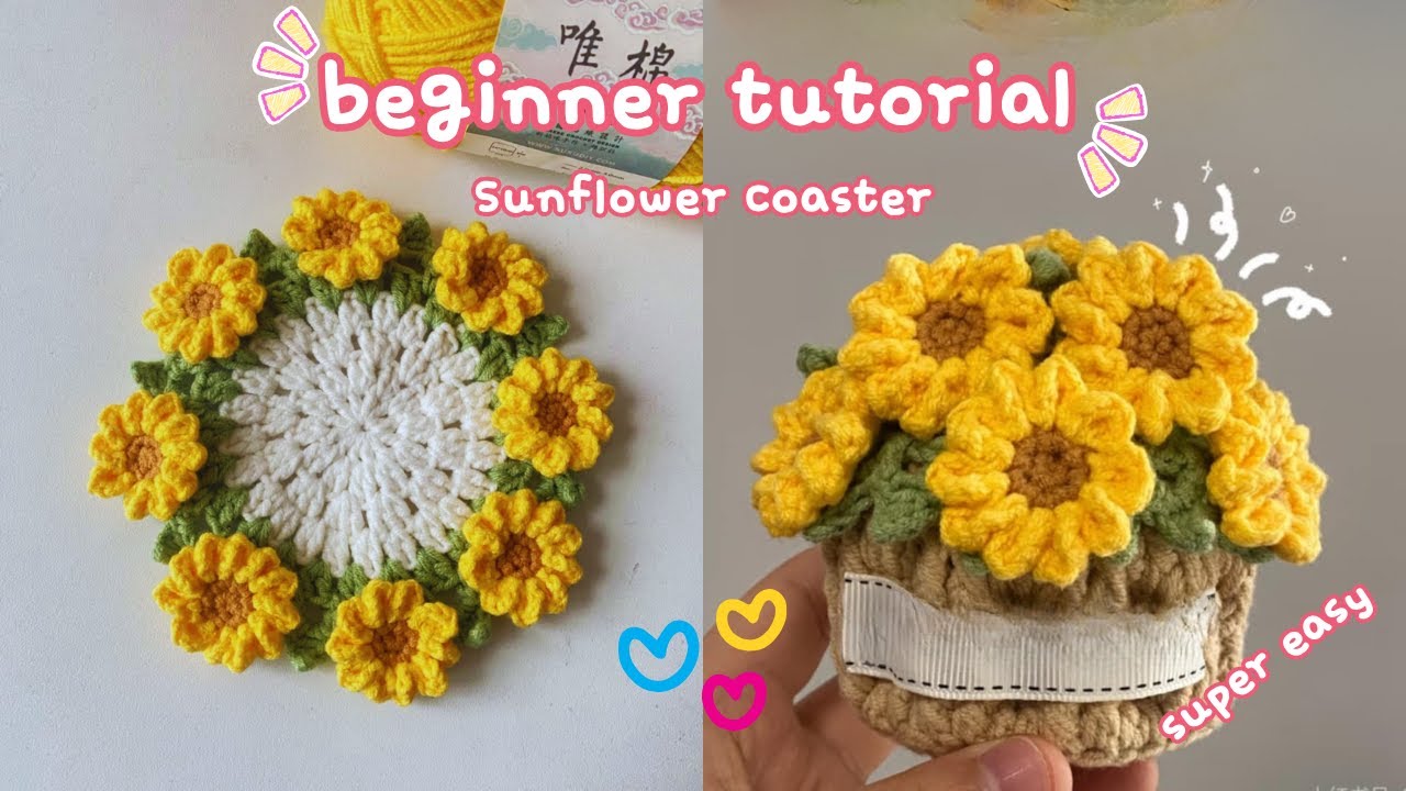Crochet Coaster Flower Bouquet 🌻|  Easy Crochet Ideas for Beginners