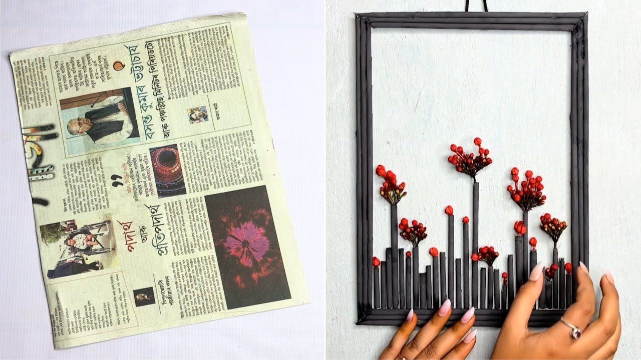 Old Newspaper Recycle Craft | Wall Hanging Decoration DIY#osmcraft 💚💚