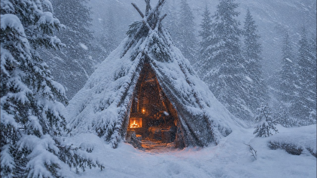 Hot Tent Camping in an Extreme Blizzard: WINTER SURVIVAL