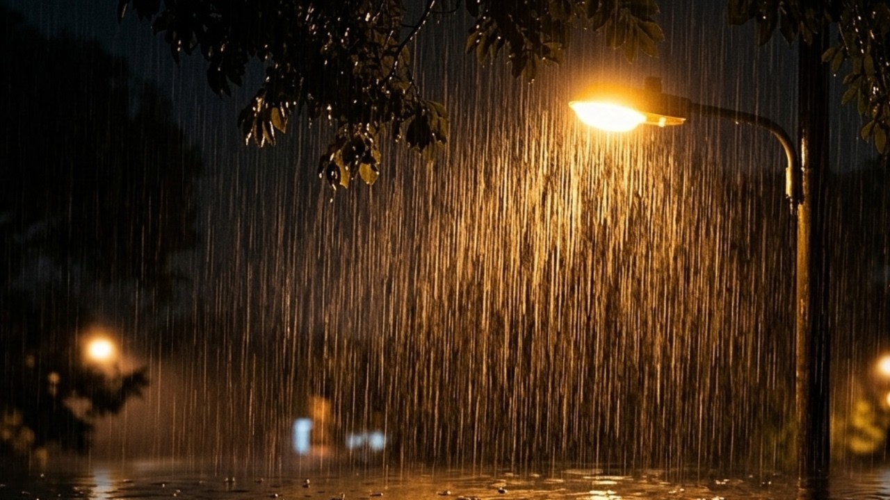 Rain Sounds for Sleep | Night Under a Streetlight