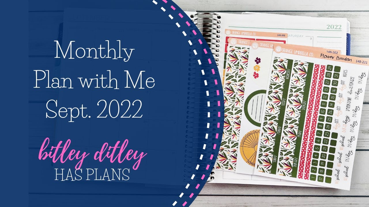 Monthly Plan with Me | September 2022 | Plum Paper Vertical Columns | Ft. Orange Umbrella Co.