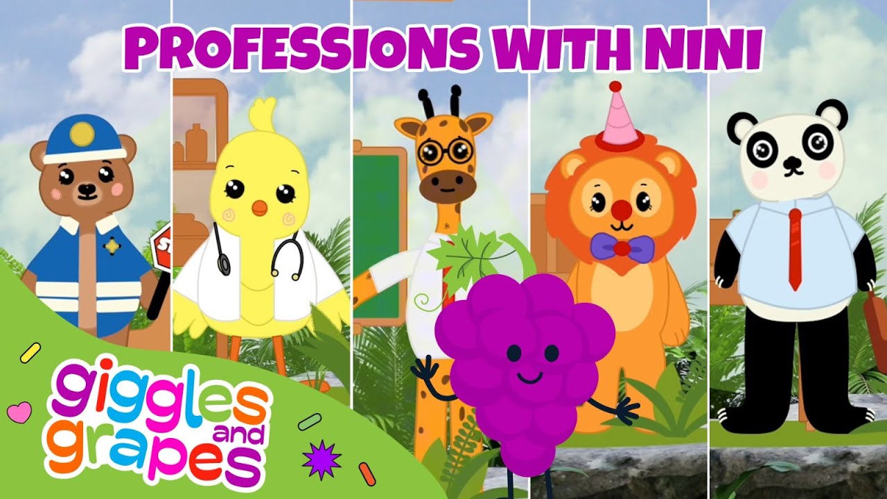 Learn Professions with Nini 👩‍⚕️👨‍🍳 | Fun & Educational Animation for Kids | Giggles & Grapes