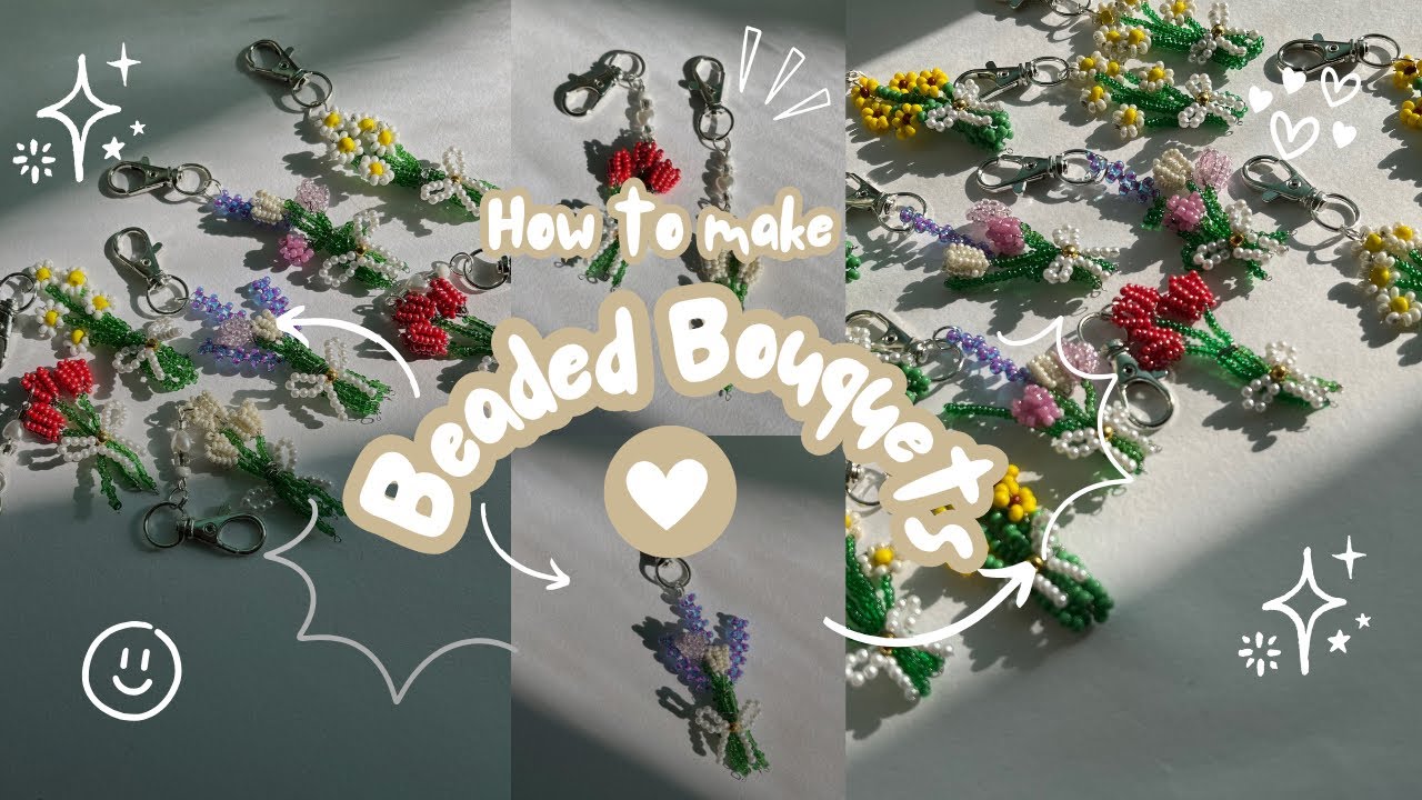 How to Make a Beaded Bouquet | DIY Keychain & Bag Charm Idea 