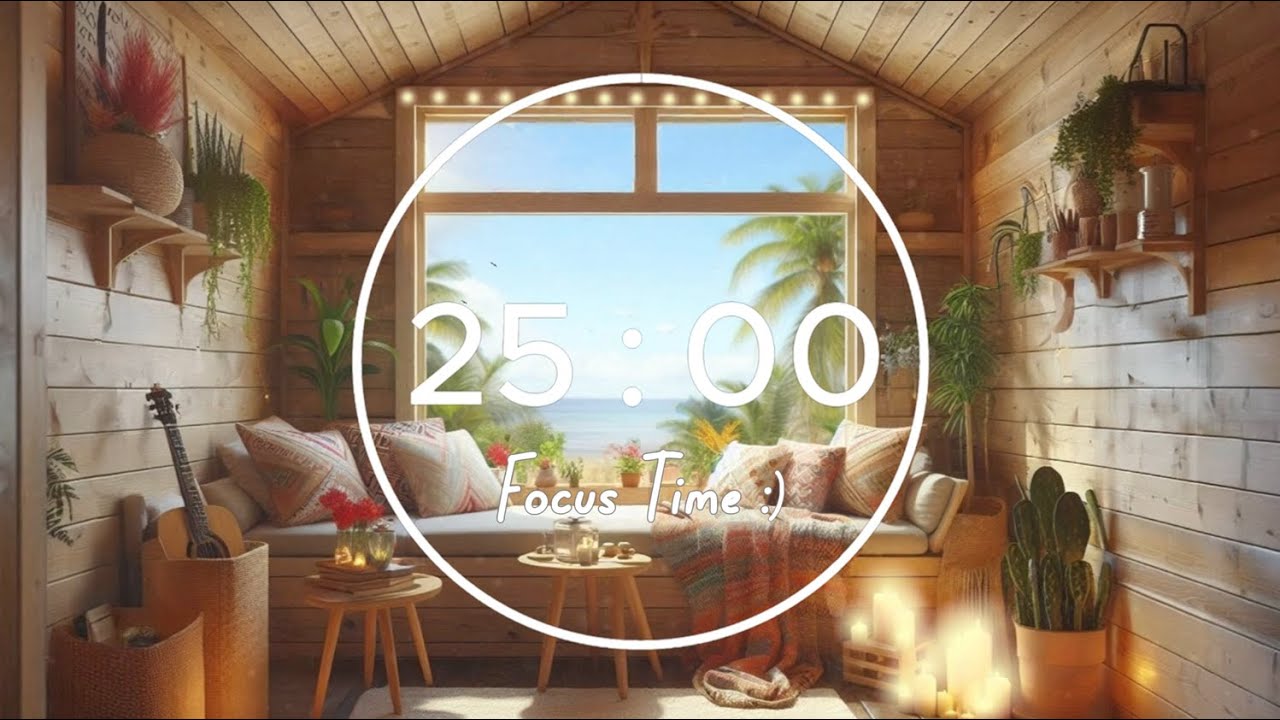🌴 Tropical Vibes Lofi with 25/5 Pomodoro Timer | Lofi Music for Work/Study