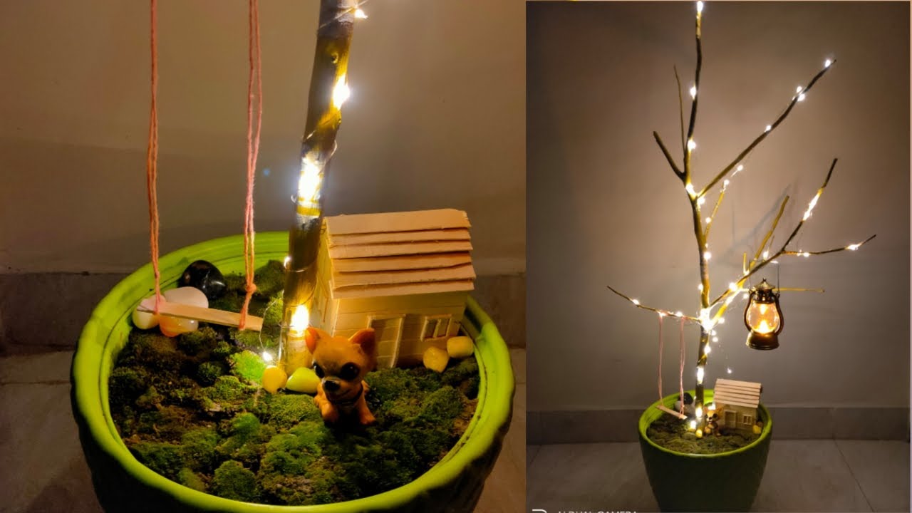 How To Make Light Tree Lamp? | DIY Fairy Tree | Diwali Decoration Ideas | Room Decoration