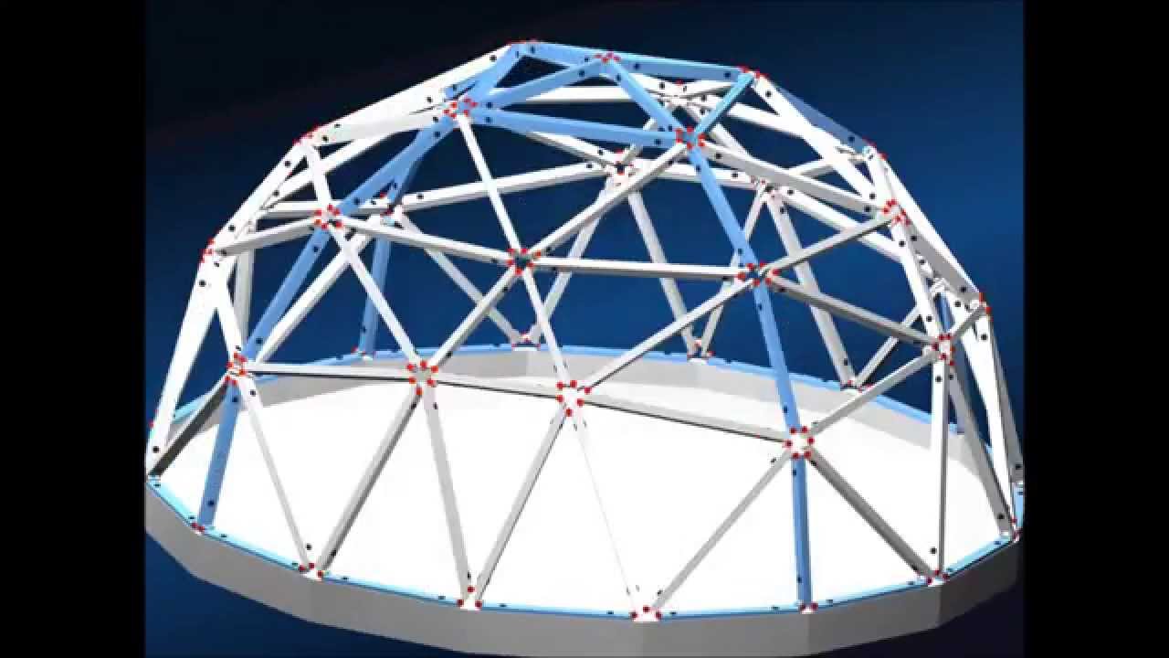 Geodesic Domes Constructed With Triangles Having Built-In Hinges