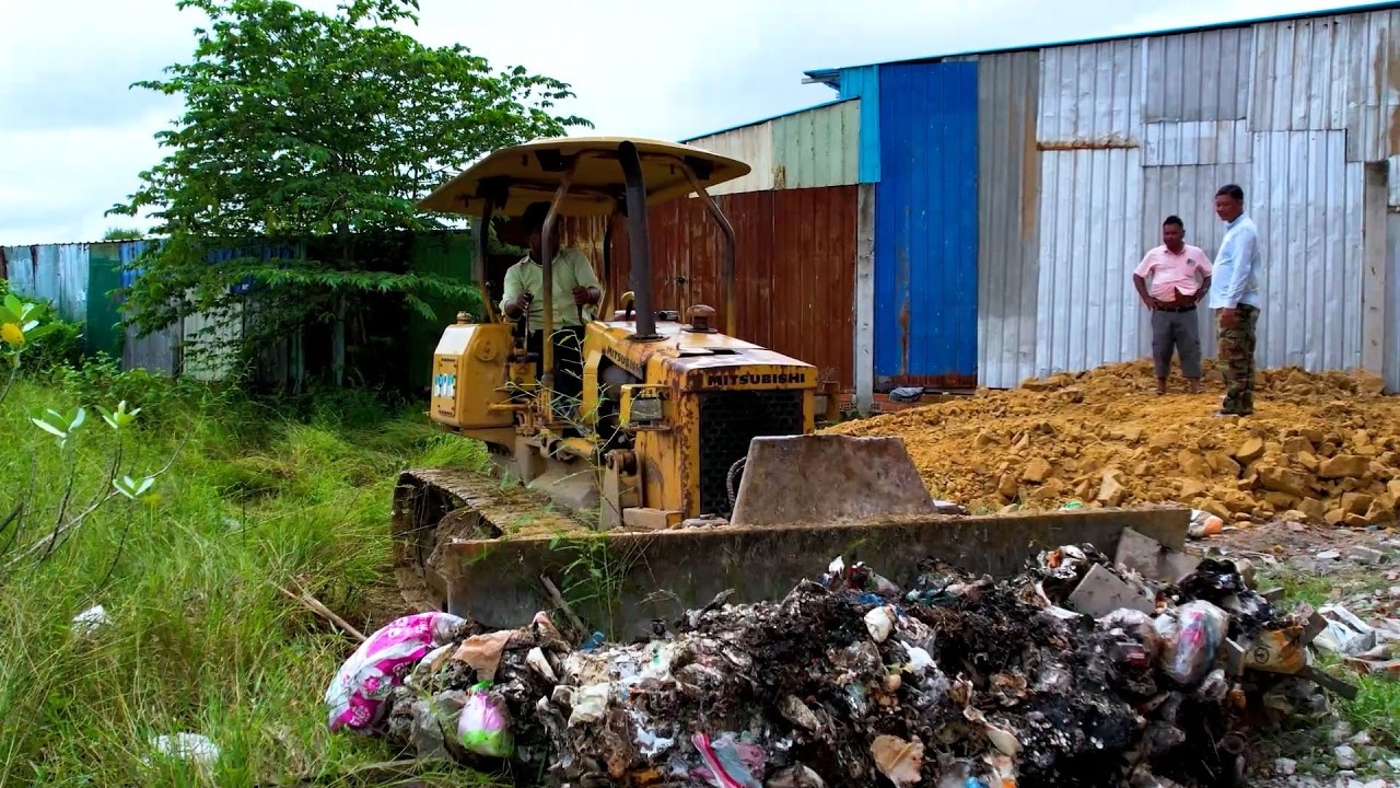 OHH Incredible Filling Up Land Site Formed !by Dump Truck 5Ton & Dozer Pour Soil Delete Huge Pond