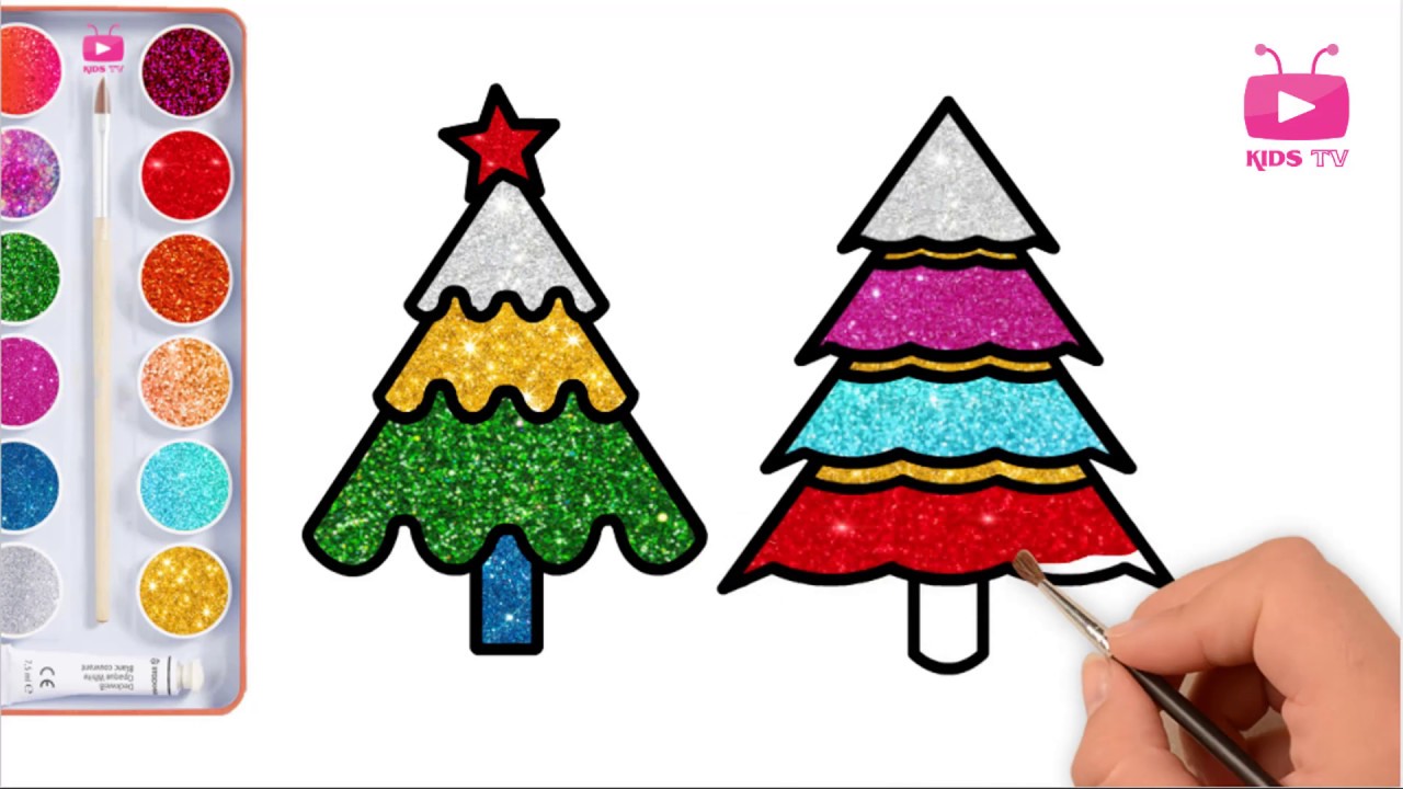Glitter Christmas Tree Ornaments Coloring And Drawing For Kids, Toddlers | KIDS TV