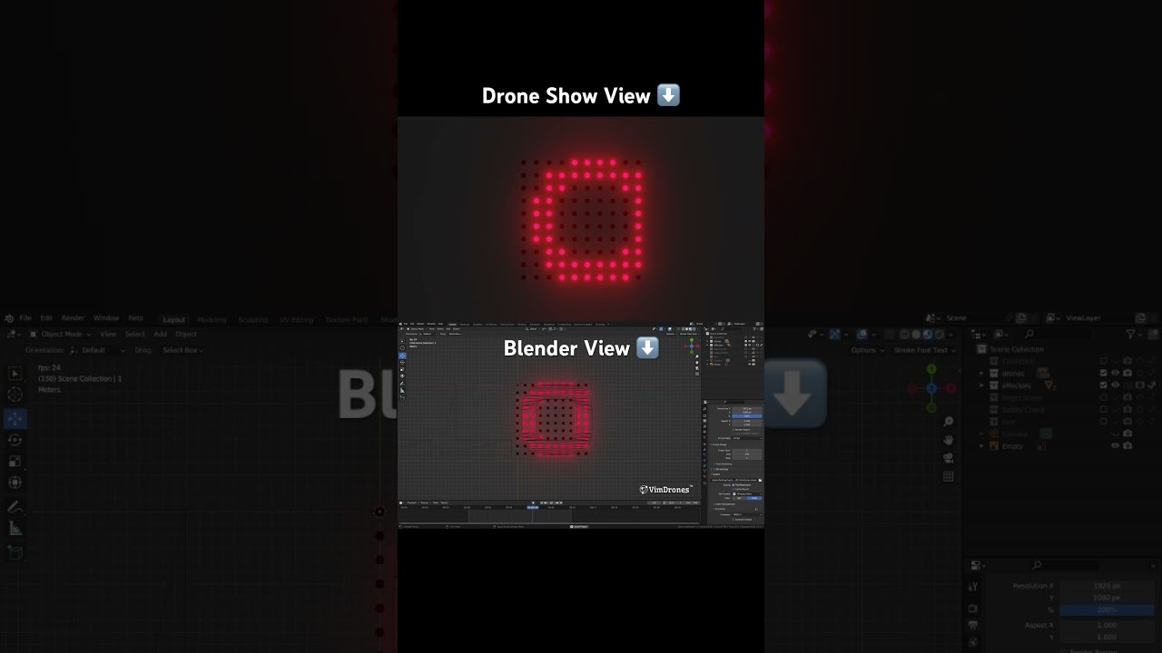 Drone Show Matrix Show Words using Vimdrones Designer  #dronelightshow #droneshow #blender