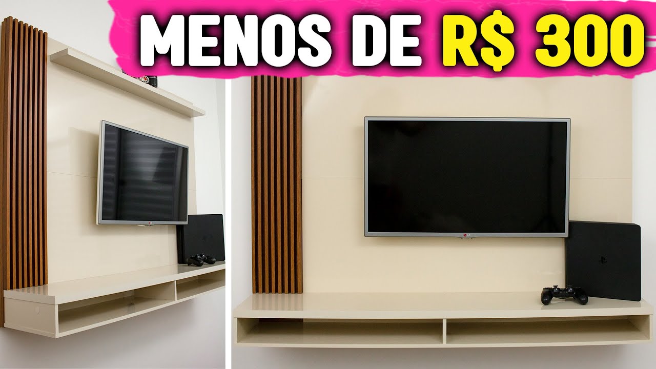 PAINEL de TV por menos de R$ 300,00😱Painel DIJON RIPADO c/ Prateleira Off White / Naturale MONTAGEM