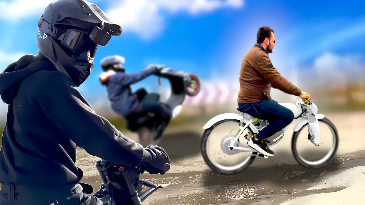 Bro kører på en cykel fra det ydre rum