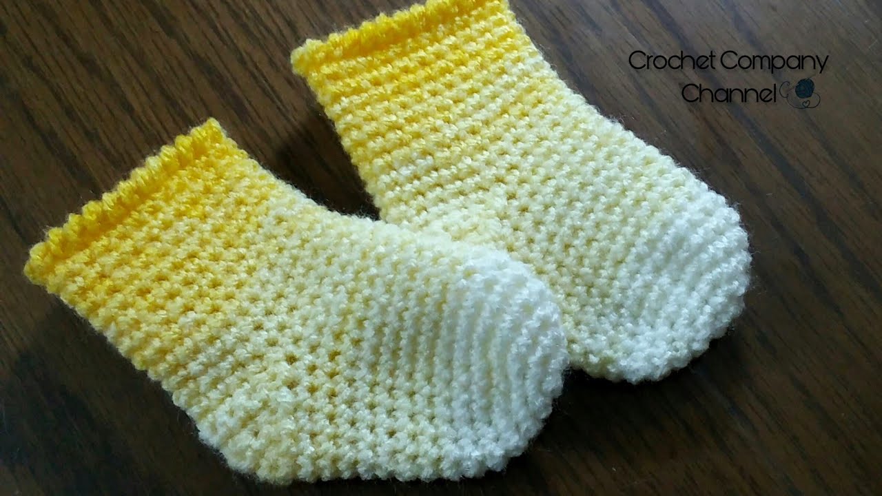 كروشيه شراب/سليبر/هاف بووت للبيبى( 0_3) شهور _ How to Crochet Baby Socks/Slippers / Booties 0_3m