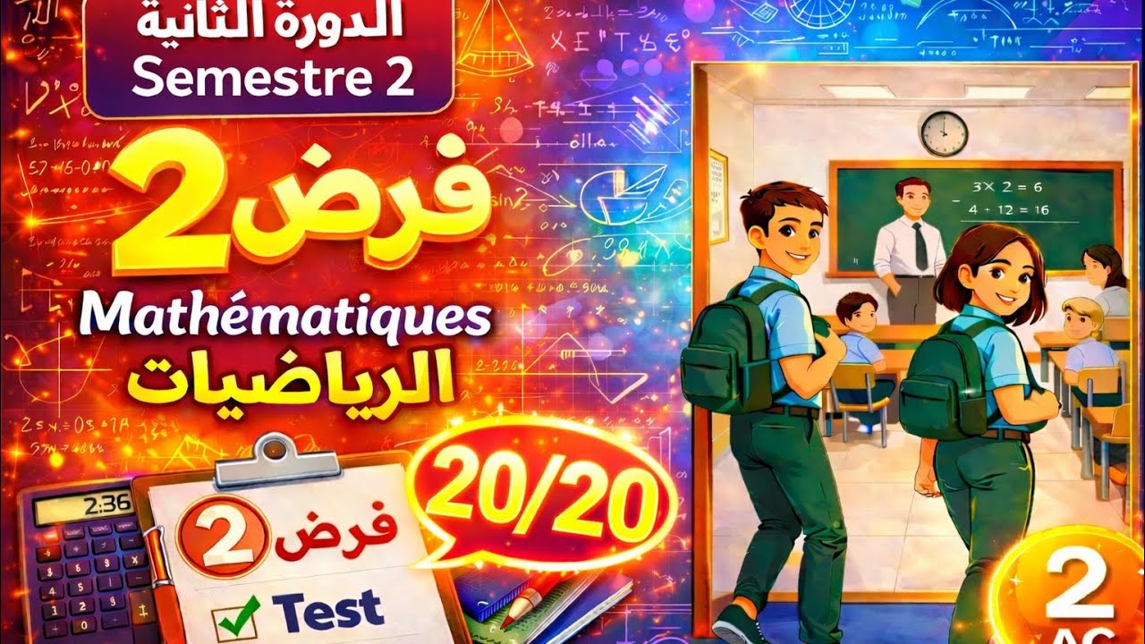 📘 فرض 2 دورة ثانية رياضيات | ثانية إعدادي 2AC إعدادية ريادة مع الحل المفصل