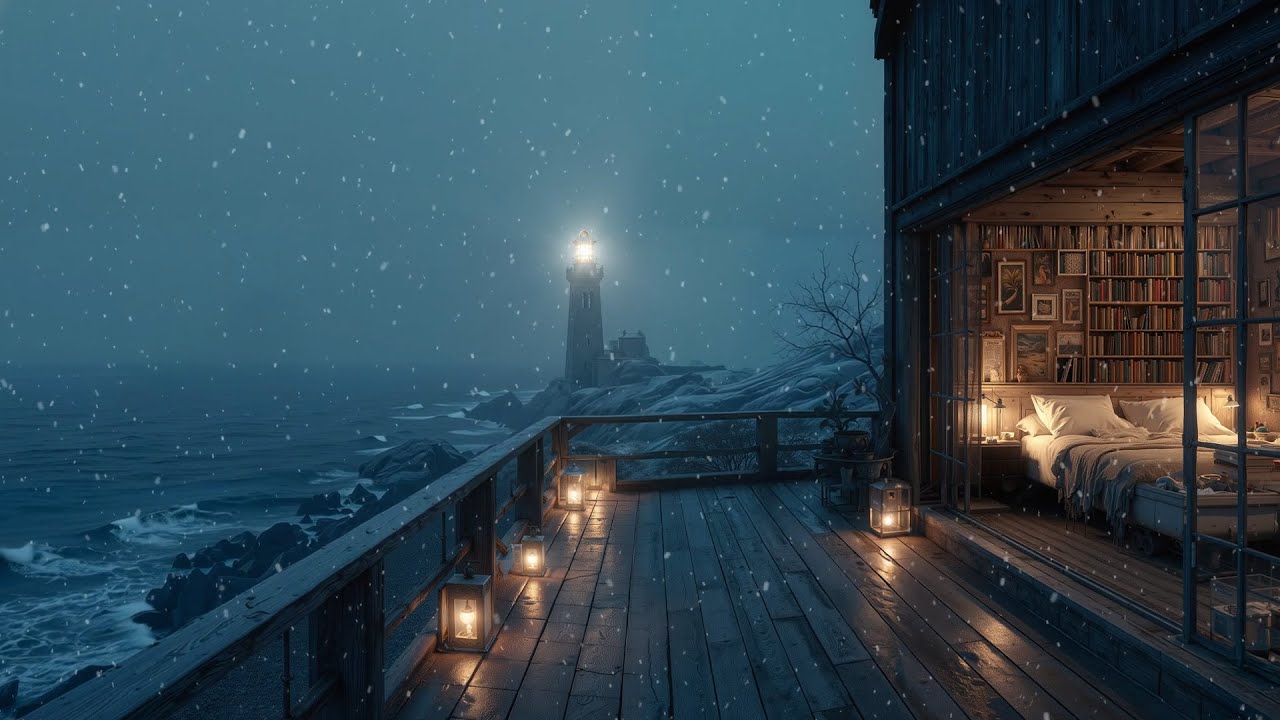 Winter Outside, Warmth Inside ❄️ Cozy Cabin Blizzard Ambience with Jazz Piano & Fire Sounds