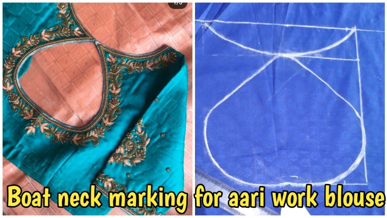 Boat neck marking for aari work blouse/Aari work blouse marking/How to mark boat neck for aari