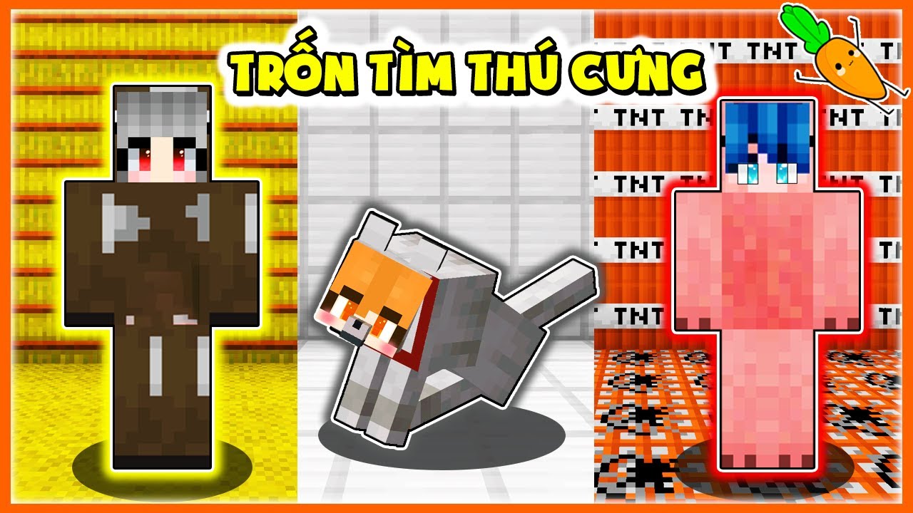 Kamui Và Bộ Ba Phá Hoại Thử Thách TRỐN TÌM THÚ CƯNG Trong Minecraft