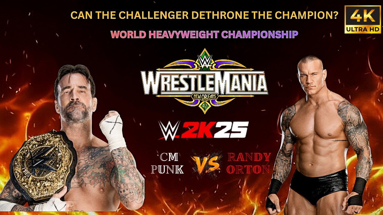 Full Match-WWE 2K25 - CM PUNK VS RANDY ORTON EPIC WWE WORLD CHAMPIONSHIP MATCH | PC [4K60]]