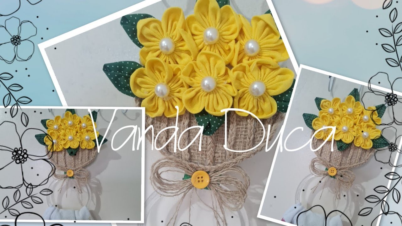 PORTA PANO DE PRATO CESTO COM FLORES #artesã #portapanodeprato #rendaextra #façaevenda #tecidos