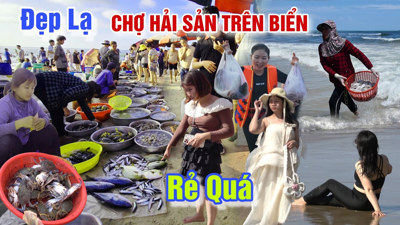 ĐẸP LẠ HÀNG 1000 NGƯỜI ĐI CHỢ HẢI SẢN GIÁ RẺ TRÊN BÃI BIỂN VŨNG TÀU CỰC VUI - BÃI TẮM THỦY TIÊN