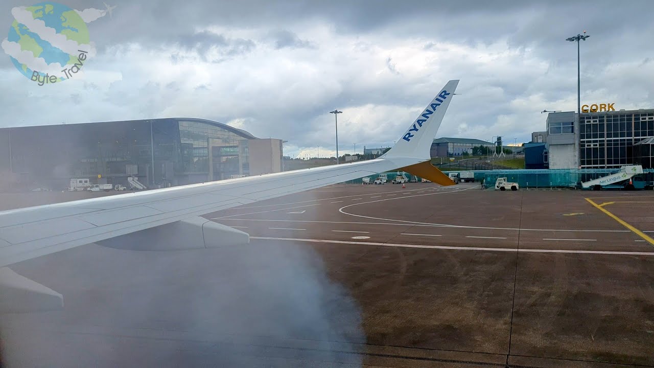 Ryanair Boeing 737 MAX 8-200 Smoky Startup and Takeoff from Cork to London Gatwick