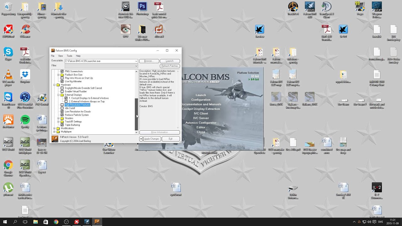Falcon Bms, Alternative graphics setup, config setup