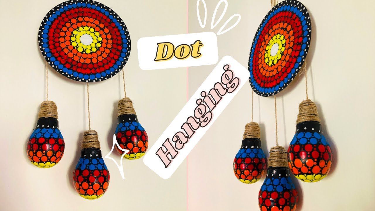 Dot mandala on cake board and old bulbs| Dot Mandala-DIY -Best recycle project |EasyCraft with Navya
