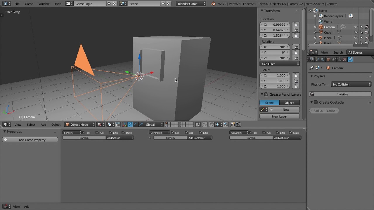 Создание игры в blender 2.79. Наш первый персонаж и сцена