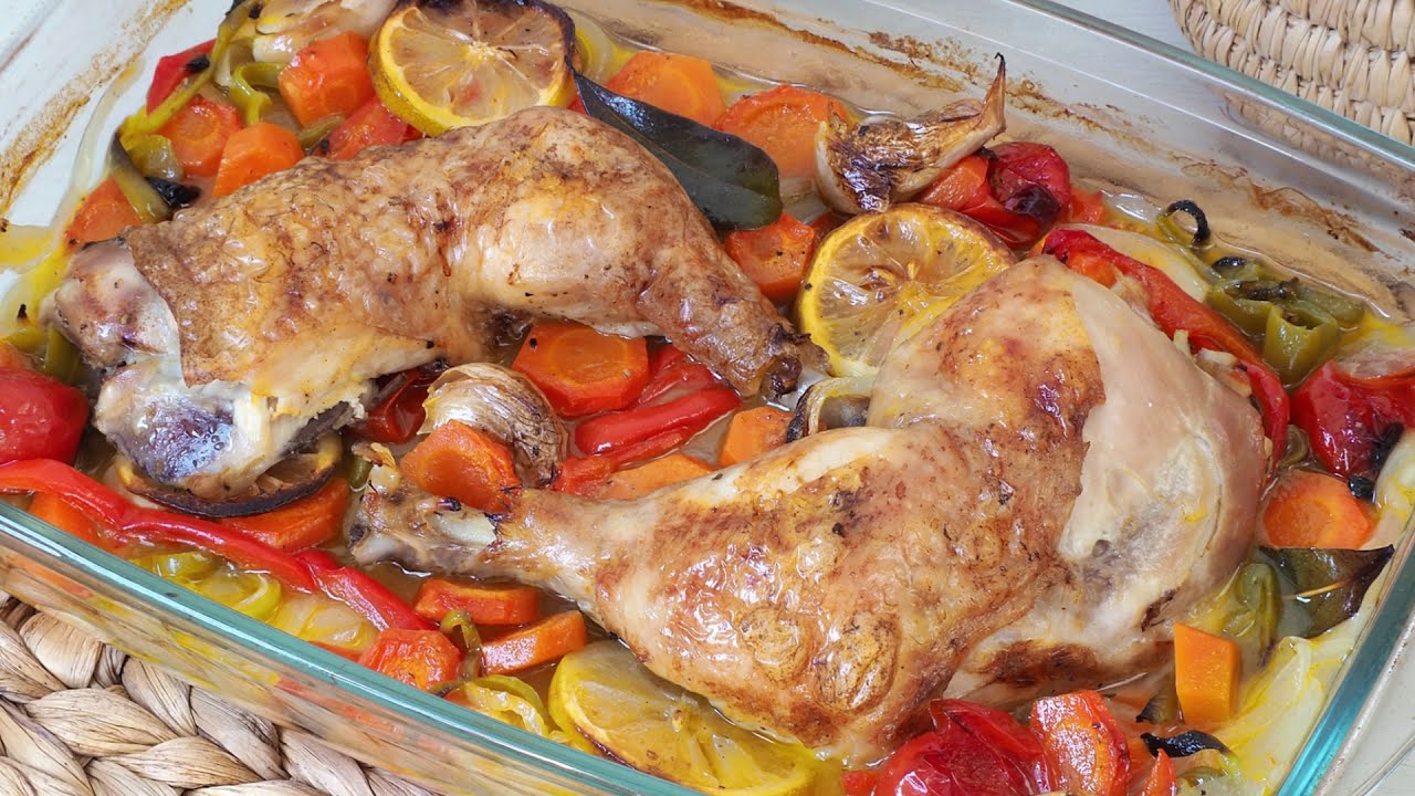 Курица с запечёнными овощами