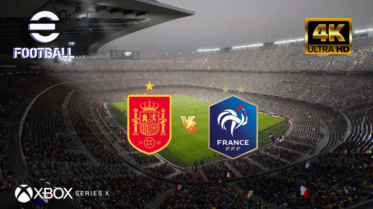 eFootball 2024 - España vs Francia | Así es el CLIMA LLUVIOSO | NEXT GEN XBOX SERIES X [4K 60FPS]