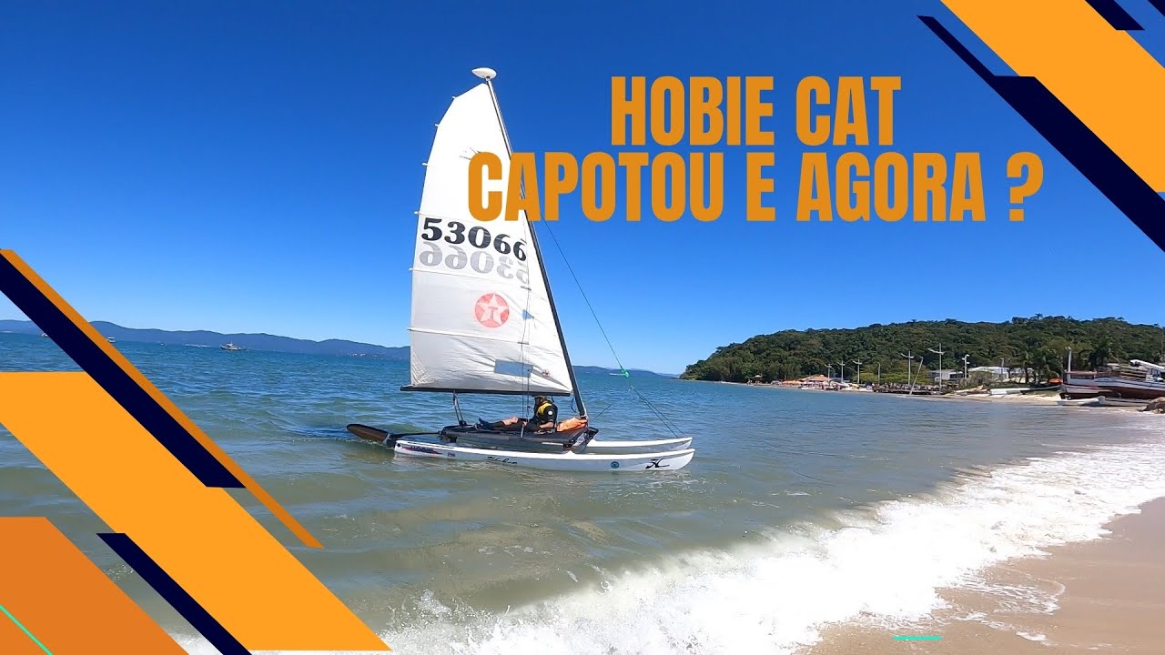Capotar o Hobie Cat 14 no vento sul em Florianópolis. Aprenda a desvirar sozinho.