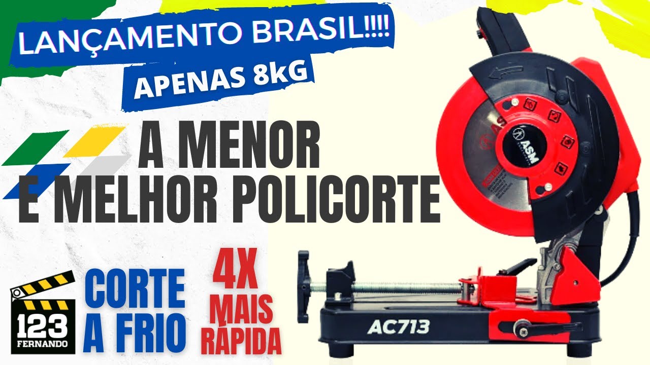 LANÇAMENTO BRASIL!! POLICORTE MULTIMATERIAIS SUPER COMPACTA CORTE A FRIO ASM ULTRA AC713 DISCO 185mm