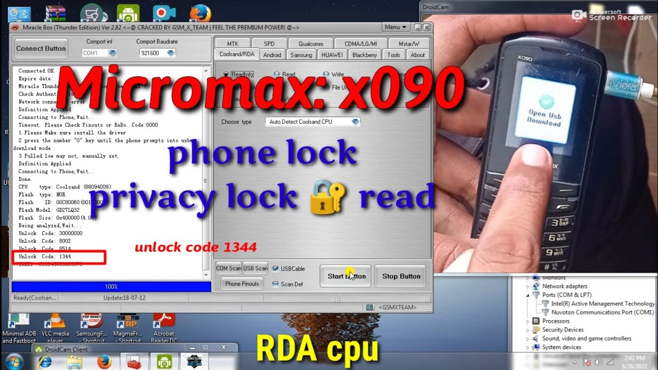 micromax x090 read password rda cpu