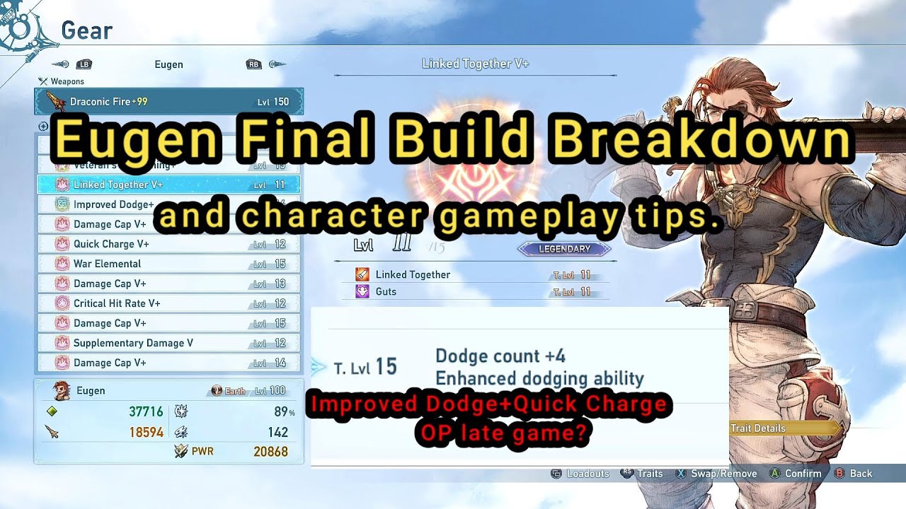 Granblue Fantasy Relink Eugen Final God Build and gameplay tips vs Bahamut Versa for Eugen only