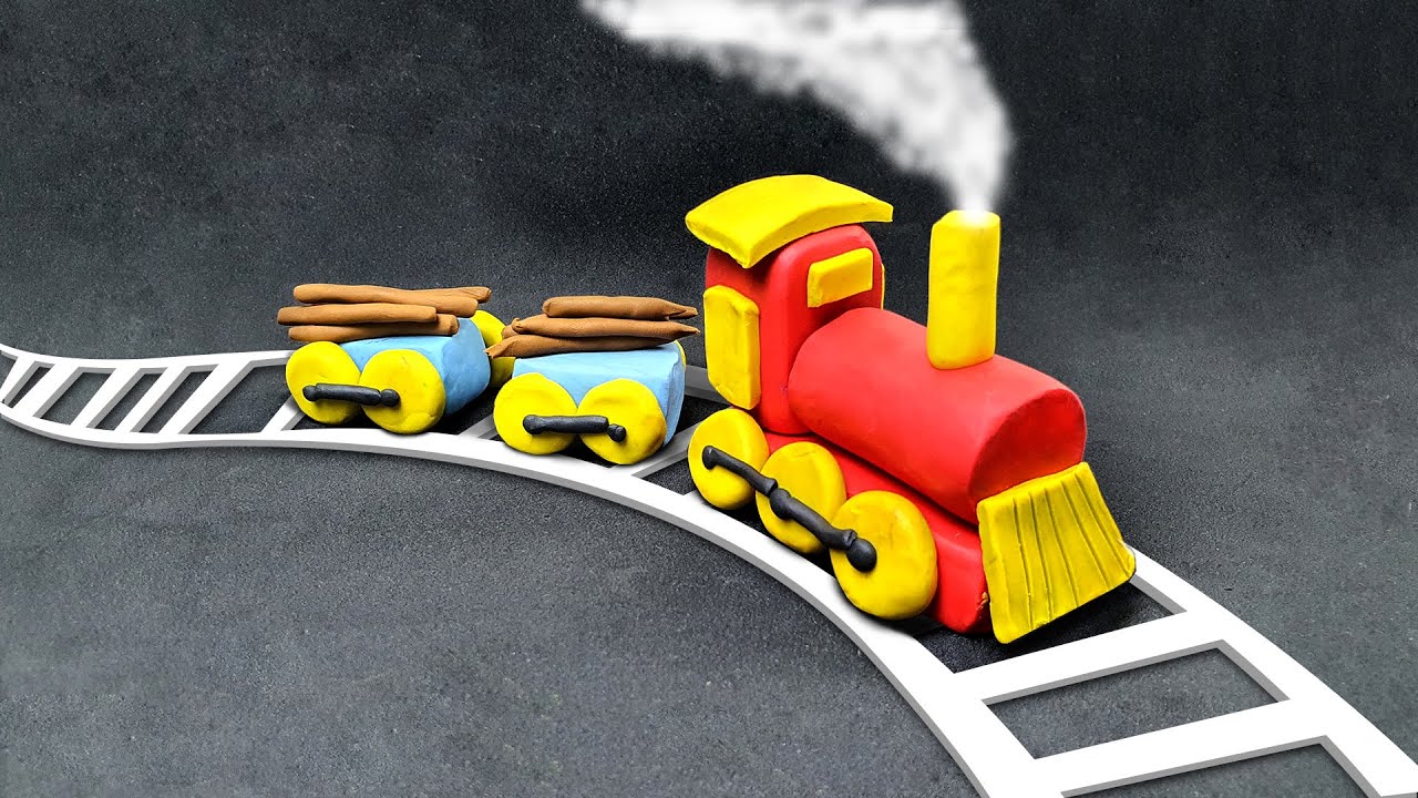 How to  make Train with polymer clay toys making for kids - Making train with clay