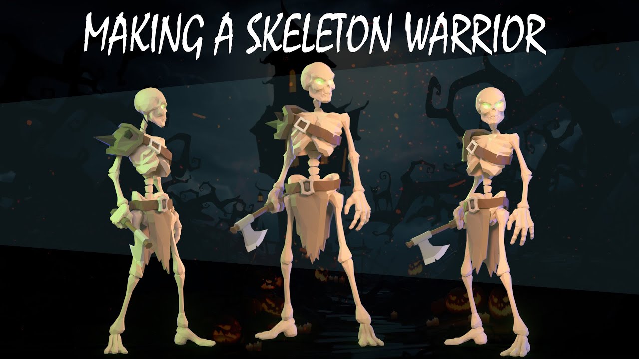 Создание потрясающего низкополигонального скелета-воина | БЕСПЛАТНЫЙ набор из более чем 70 матери...
