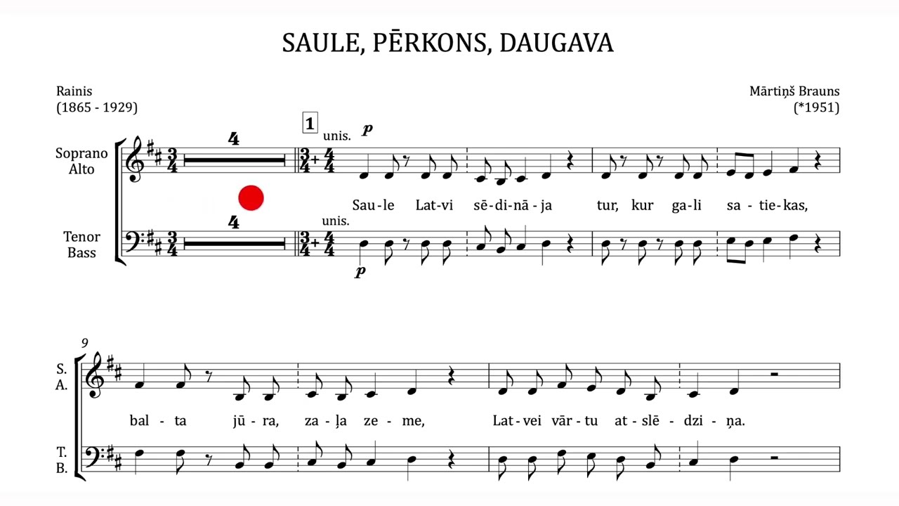 Saule, Pērkons, Daugava.  Mārtiņš Brauns / Rainis : Jauktā kora balsis SATB