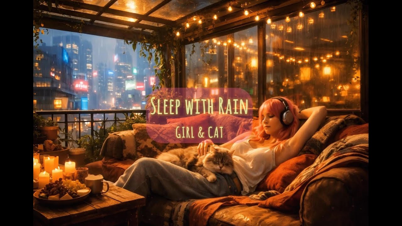 Sleep with Rain 🌧️ Cozy Cyberpunk Night Lo-Fi | Girl & Cat｜雨聲入睡｜雨音と眠り