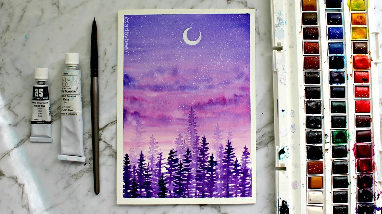 Watercolor Painting 'Pastel Winter'