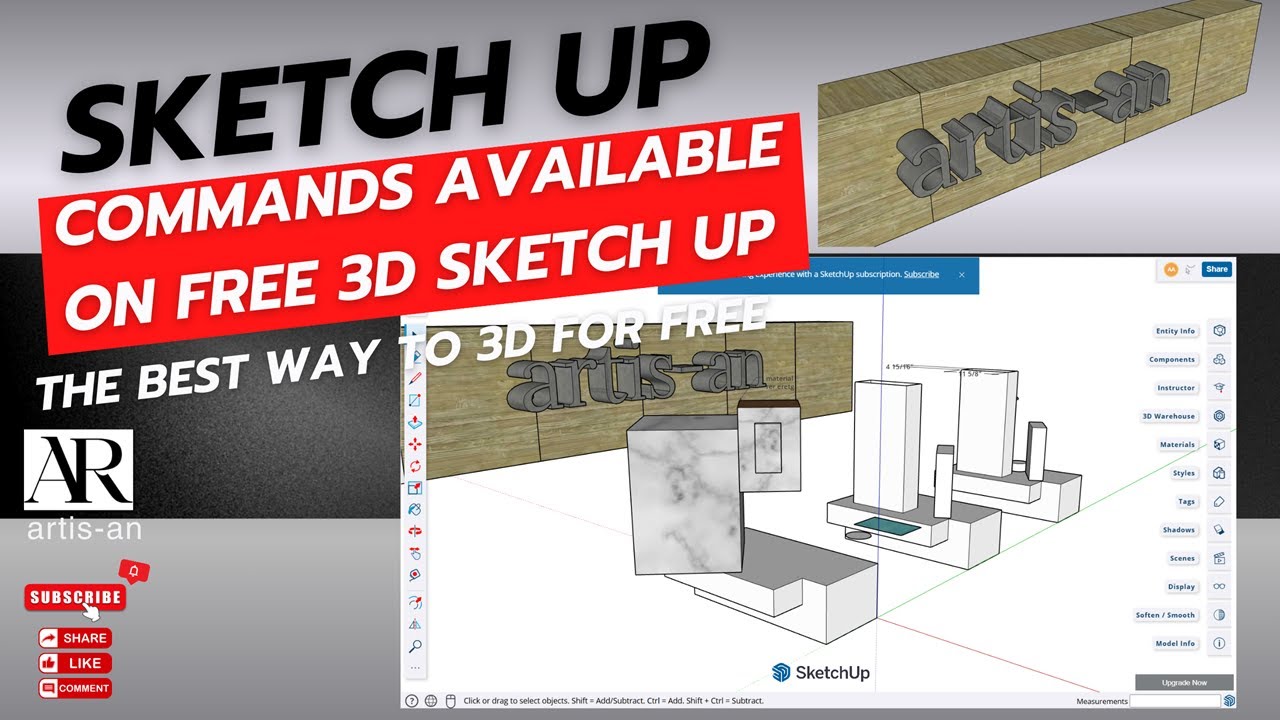 Tutorial for Available Commands on free 3d Sketch Up
