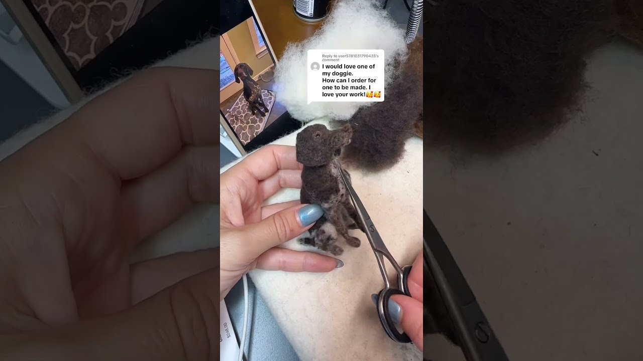 Artist does an amazingly accurate replica of a dog using a needle felting technique!