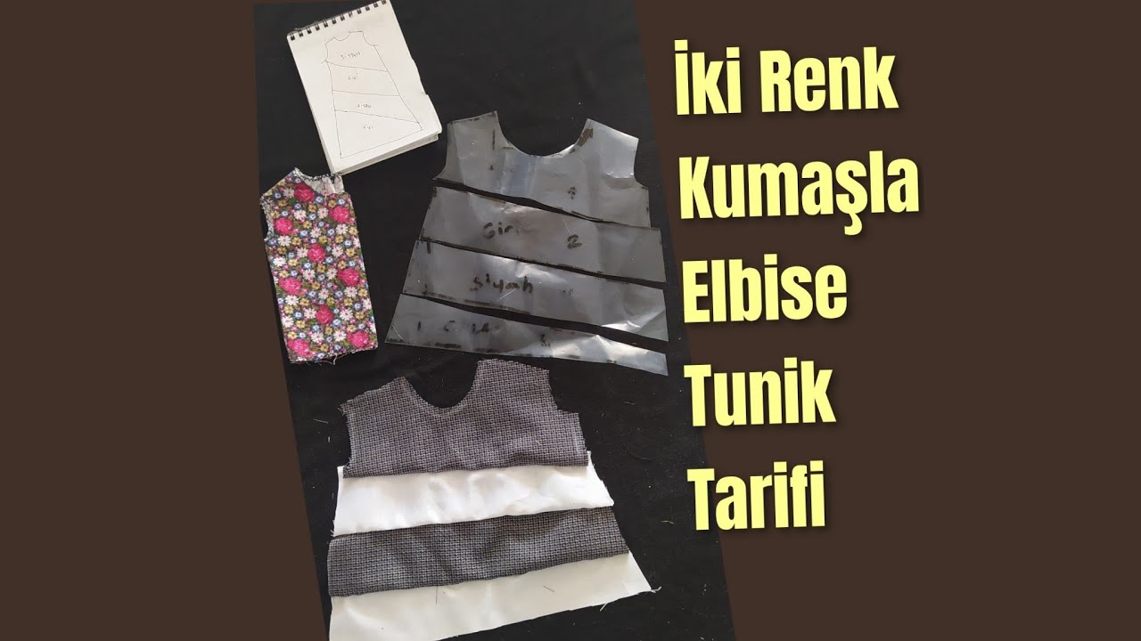 Pratik Tarifi İki Renk Kumaşla Elbise Tunik#diy #sewing #dikiş