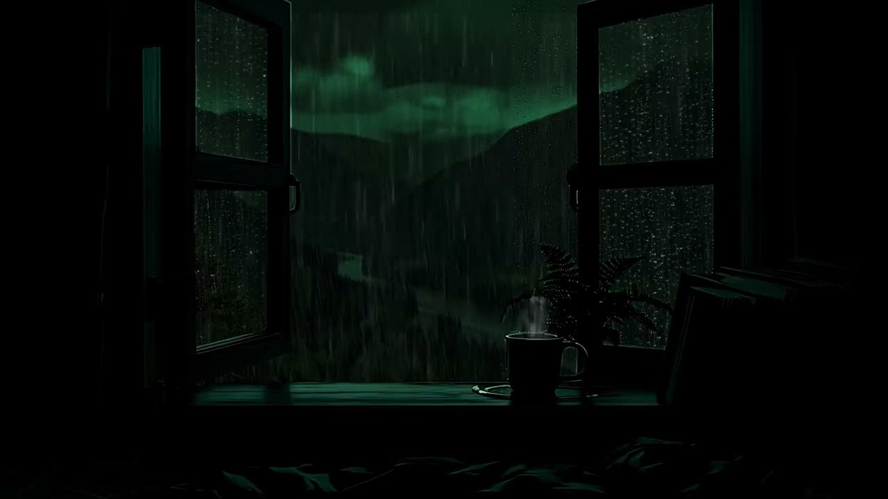 Window Rainfall 🌧️ Quiet Night for Deep Sleep, Focus Study, Stress Relief, Mind Healing and Rest