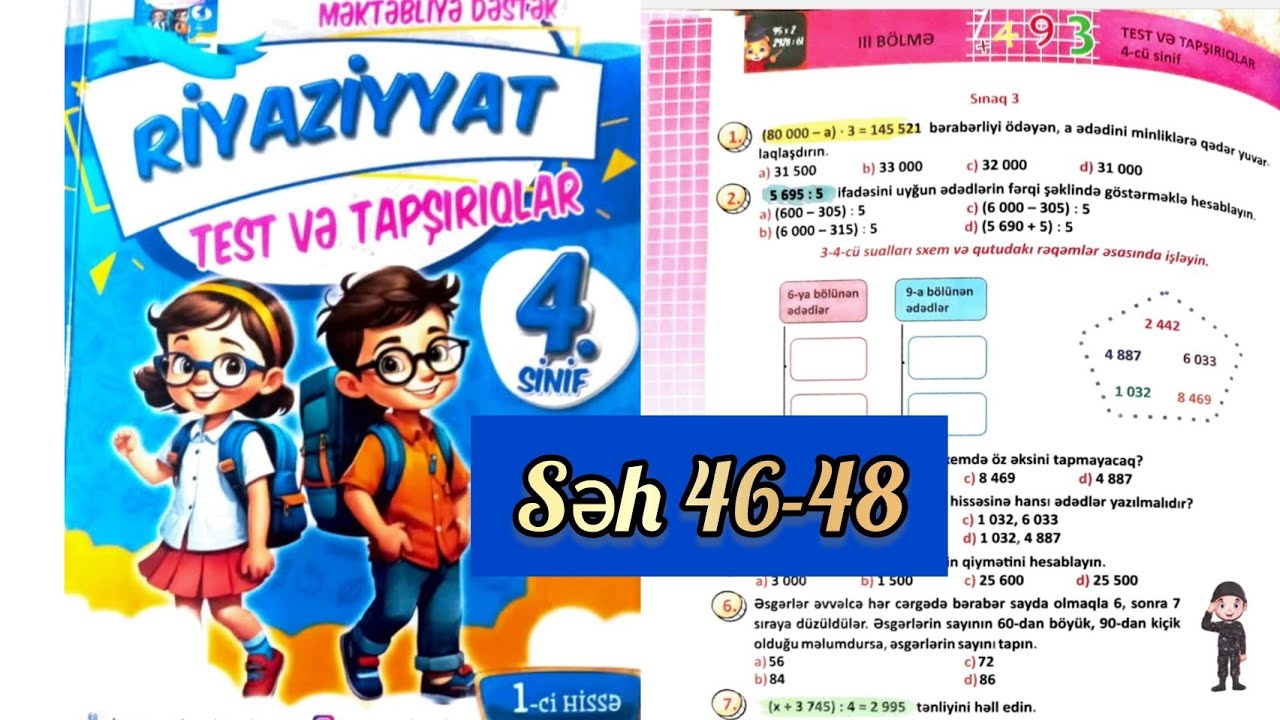 4-cü sinif Riyaziyyat Körpü səh 46,47,48. 1-ci hissə. Ədədi ifadələr
