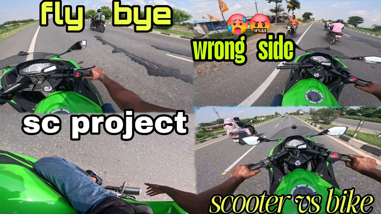 Sc project exhaust ll haywe wrong side ĺl scooter vs ninja #viralvideo 